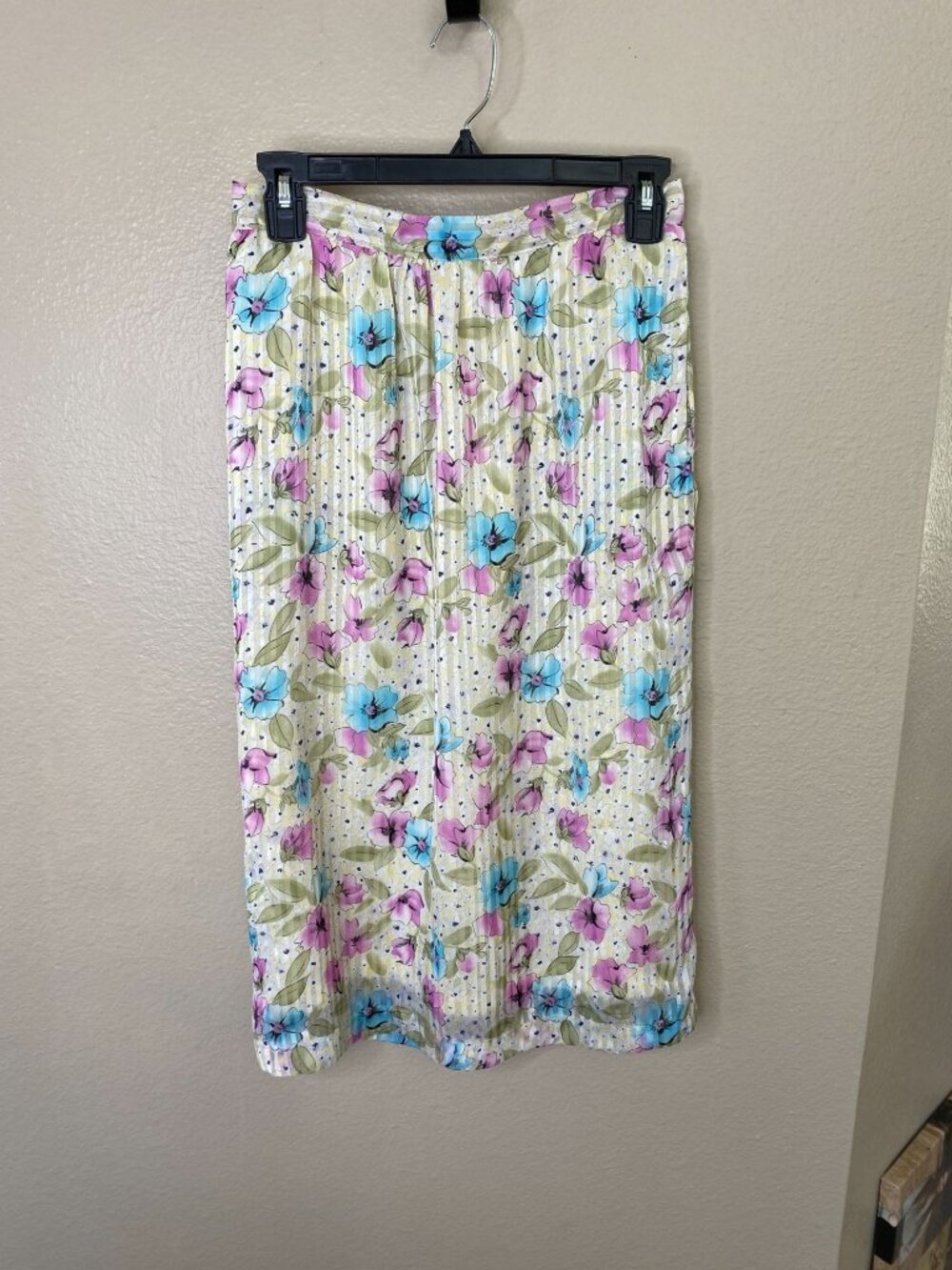 LATC Womens Floral Pleated Midi Skirt Size 12 Vintage Style Polyester USA